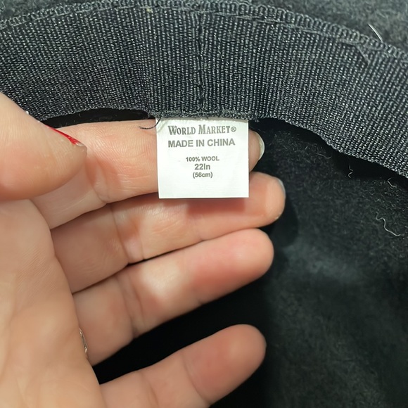 Black Wool Flat Top Hat 22" Western Boho - Picture 5 of 5